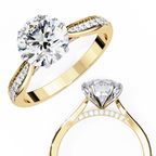 Round Brilliant Lab-Grown Diamond Solitaire Ring | Pavé Bridge & Shoulder Shank | VR260092