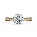 Round Brilliant Lab-Grown Diamond Solitaire Ring | Pavé Bridge & Shoulder Shank | VR260092