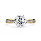 Round Brilliant Lab-Grown Diamond Solitaire Ring | Pavé Bridge & Shoulder Shank | VR260092