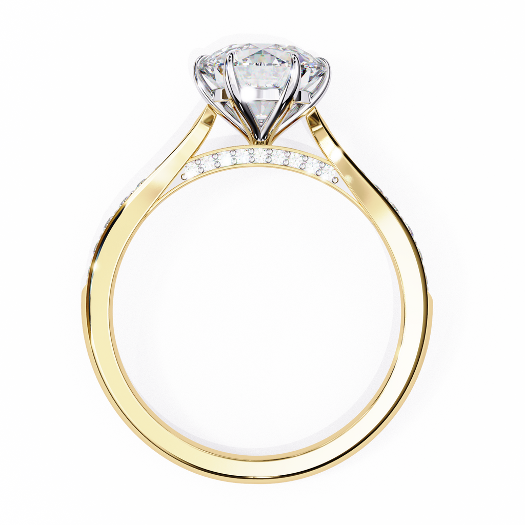 Round Brilliant Lab-Grown Diamond Solitaire Ring | Pavé Bridge & Shoulder Shank | VR260092