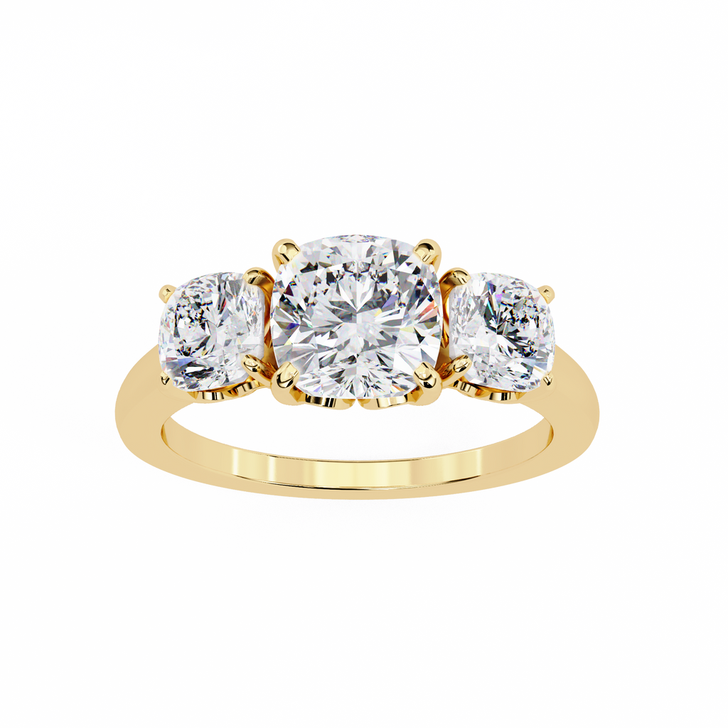 Cushion-Cut Lab-Grown Diamond Three-Stone Ring | Decorative Gallery | 4.00ct Total | VR260095