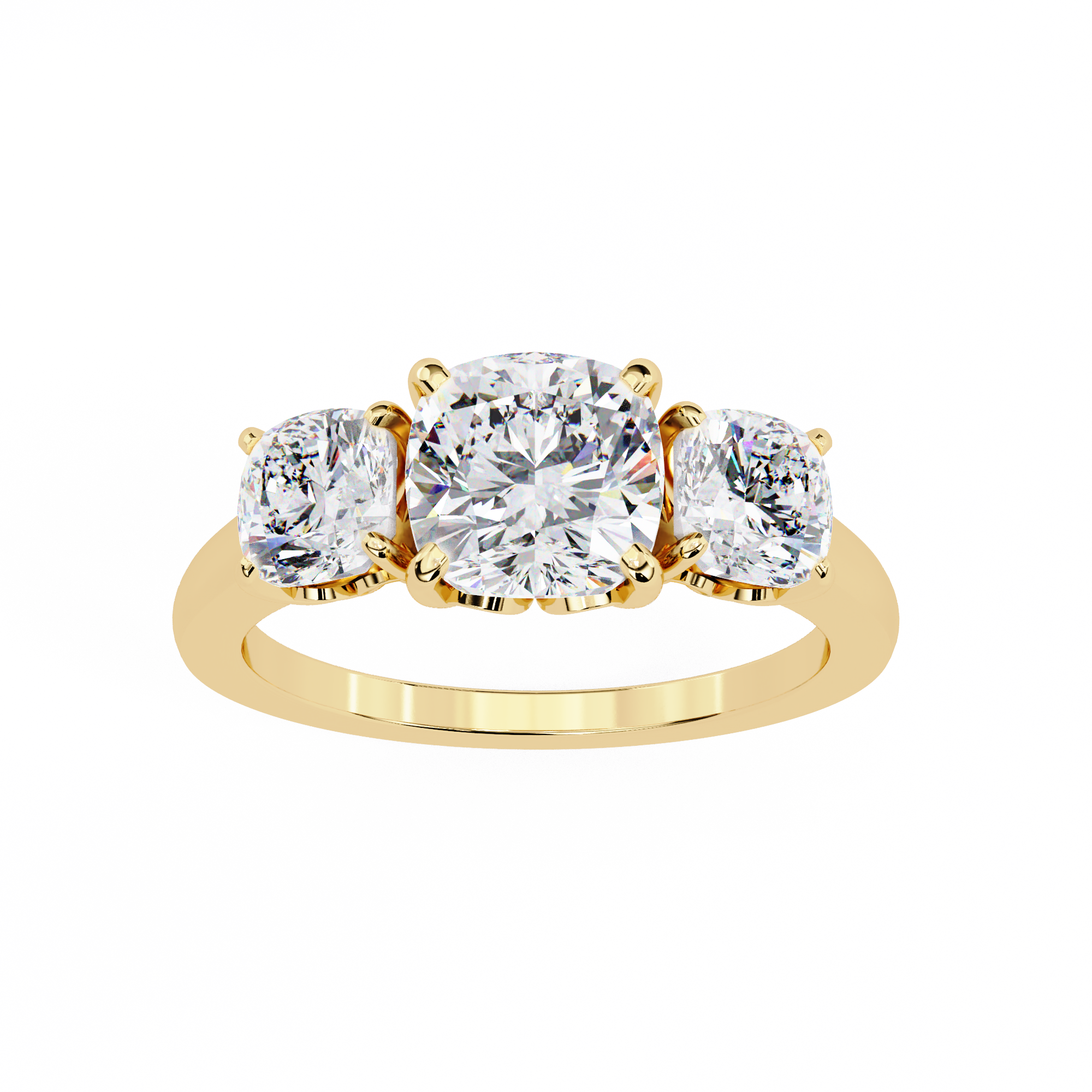 Cushion-Cut Lab-Grown Diamond Three-Stone Ring | Decorative Gallery | 4.00ct Total | VR260095