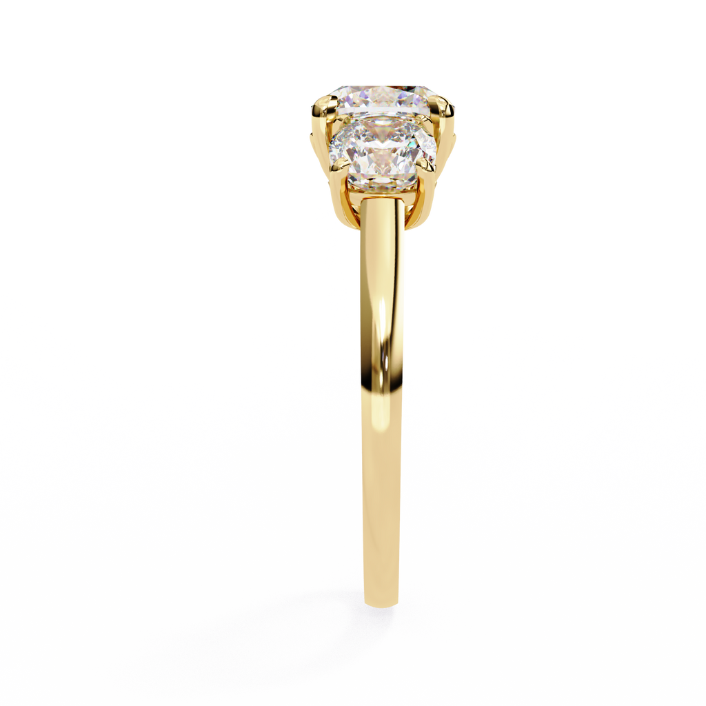 Cushion-Cut Lab-Grown Diamond Three-Stone Ring | Decorative Gallery | 4.00ct Total | VR260095