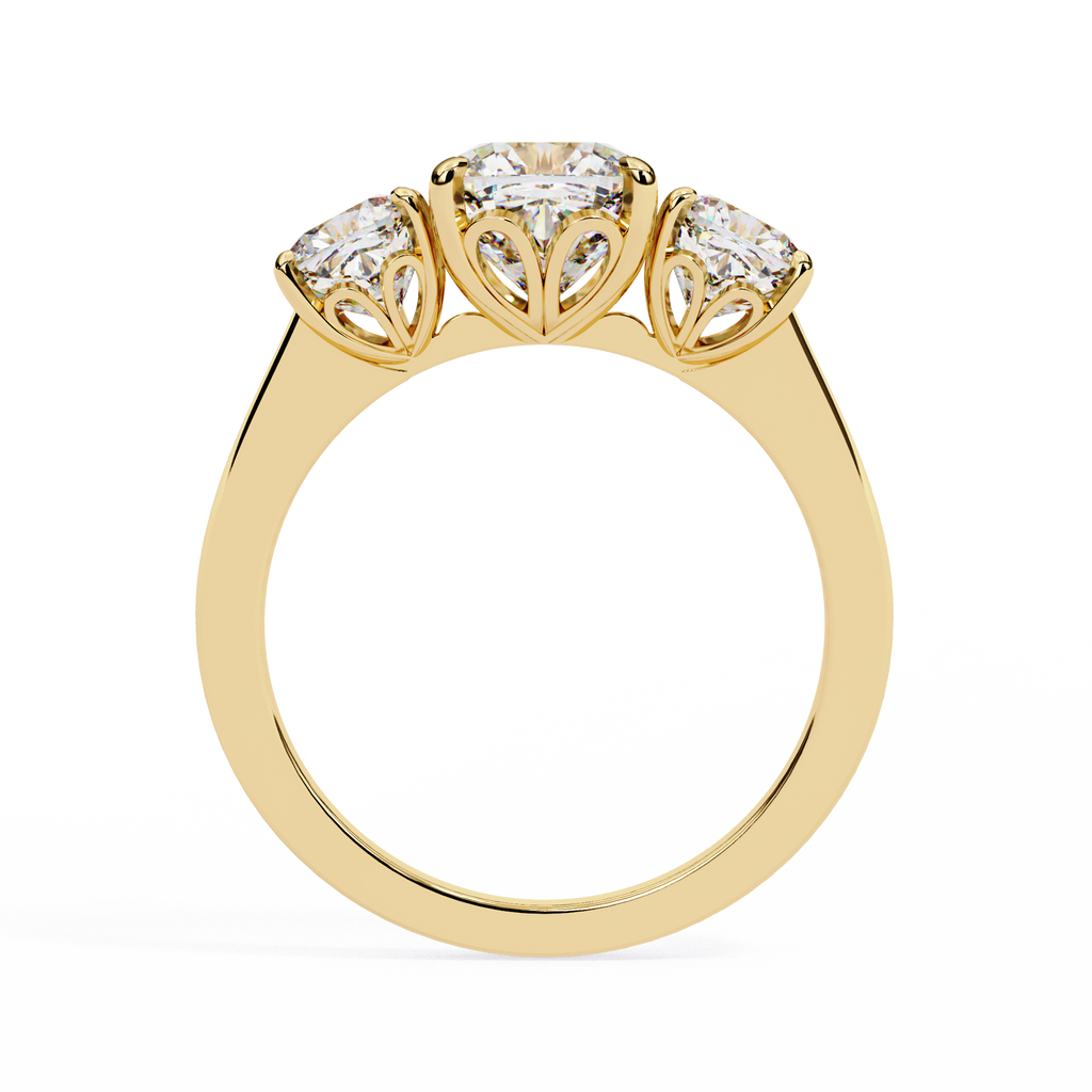 Cushion-Cut Lab-Grown Diamond Three-Stone Ring | Decorative Gallery | 4.00ct Total | VR260095
