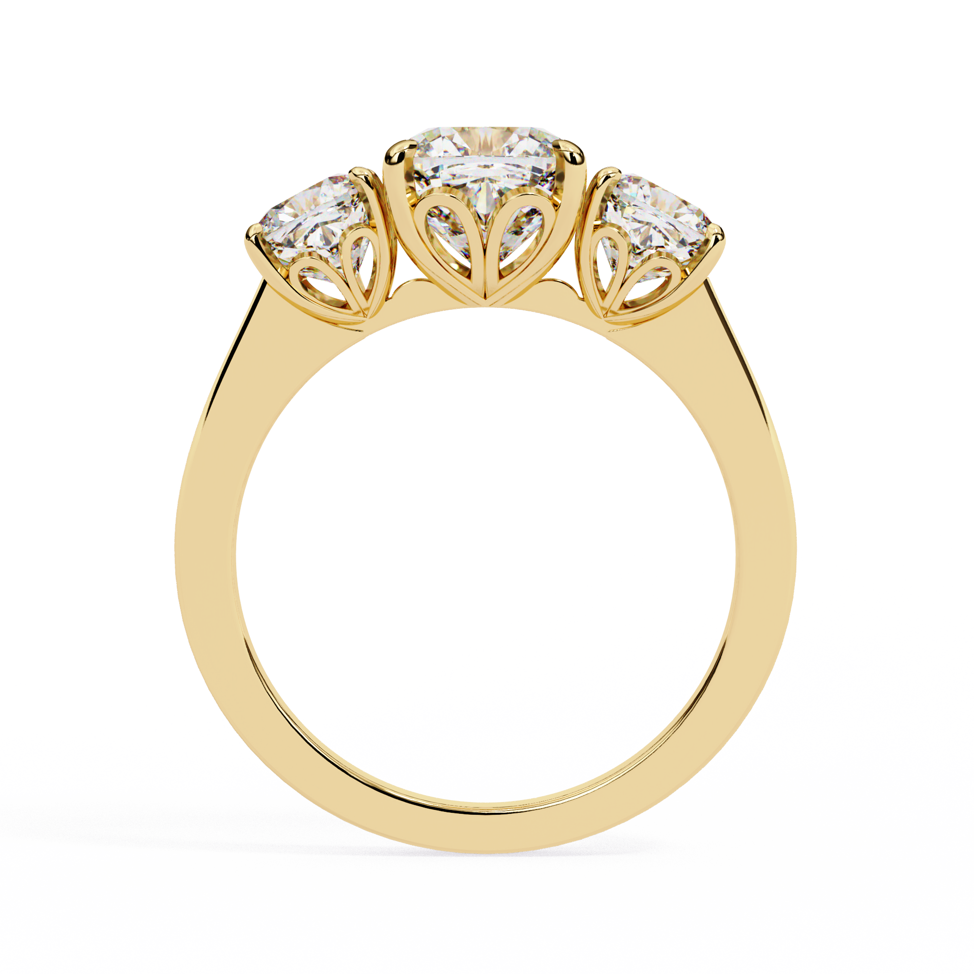 Cushion-Cut Lab-Grown Diamond Three-Stone Ring | Decorative Gallery | 4.00ct Total | VR260095