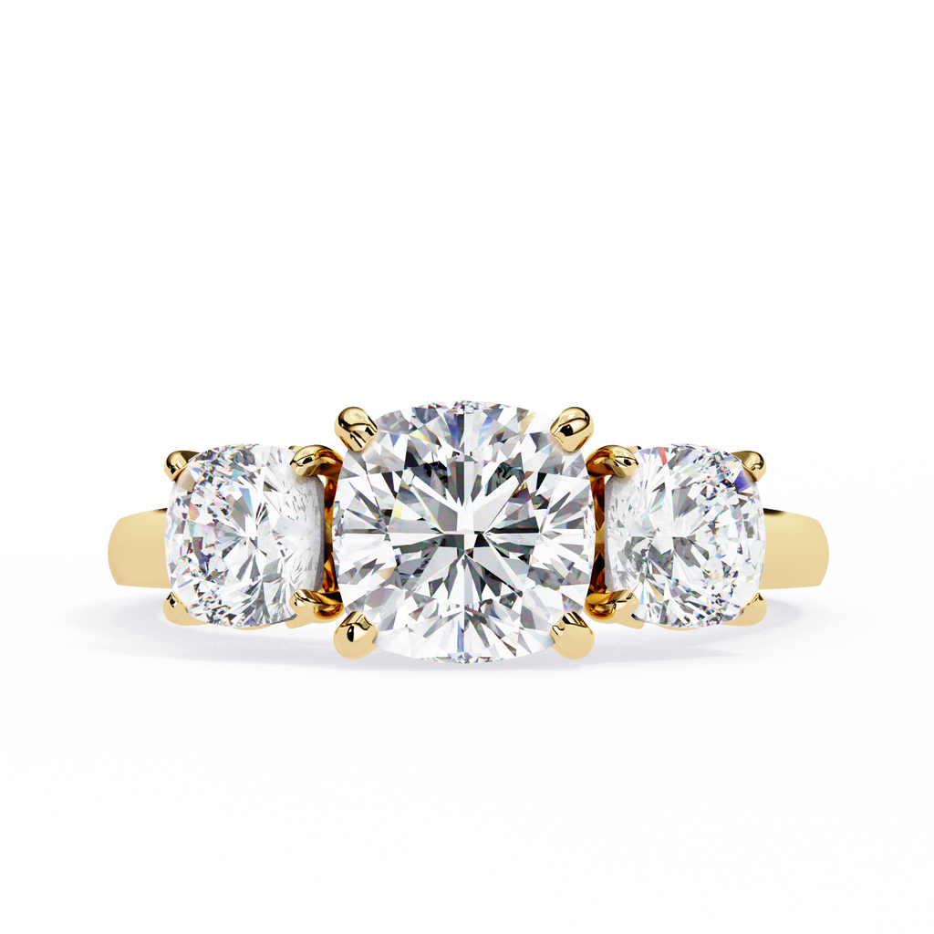 Cushion-Cut Lab-Grown Diamond Three-Stone Ring | Decorative Gallery | 4.00ct Total | VR260095