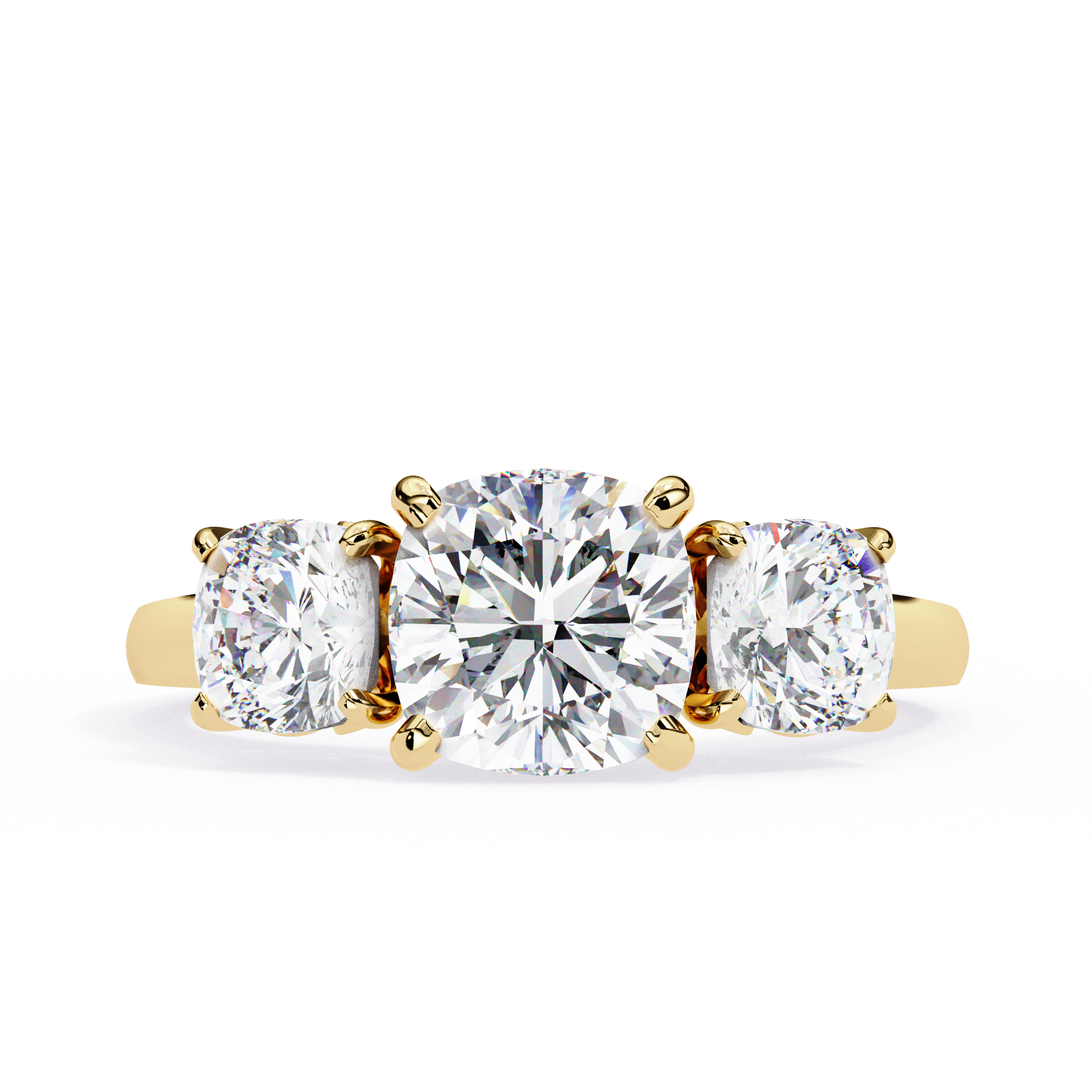 Cushion-Cut Lab-Grown Diamond Three-Stone Ring | Decorative Gallery | 4.00ct Total | VR260095
