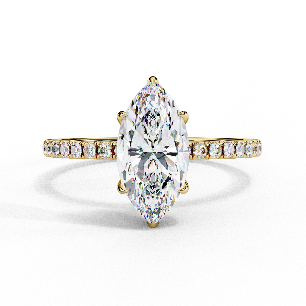 1.50ct Marquise Cut Lab-Grown Diamond Engagement Ring | 18K Gold Vermeil Pavé