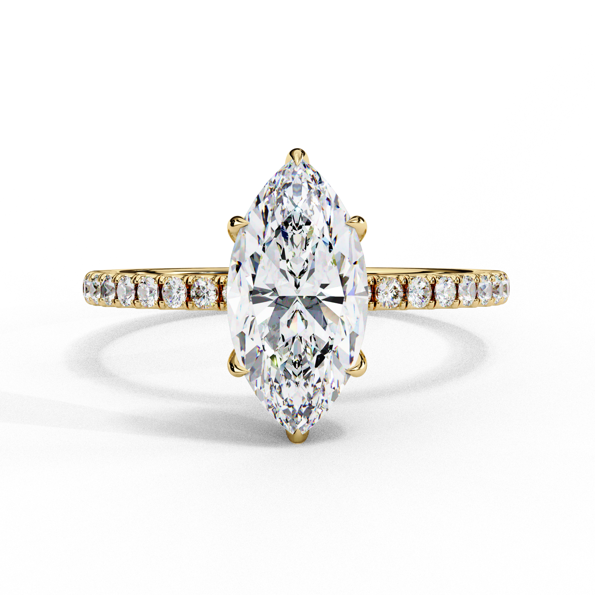 1.50ct Marquise Cut Lab-Grown Diamond Engagement Ring | 18K Gold Vermeil Pavé