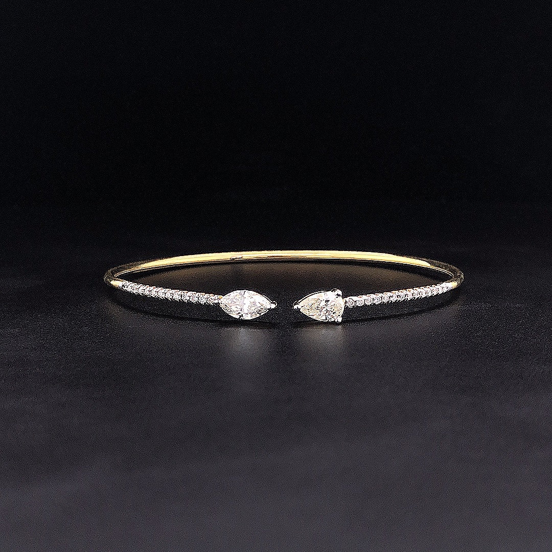 Pear-Shaped Diamond Flexi Bangle -  Gold-Plated (Vermeil) Lab-Grown Diamonds | VBN230358
