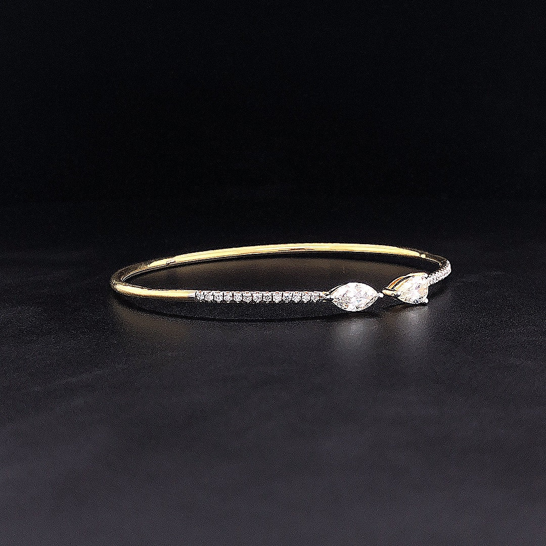 Pear-Shaped Diamond Flexi Bangle -  Gold-Plated (Vermeil) Lab-Grown Diamonds | VBN230358