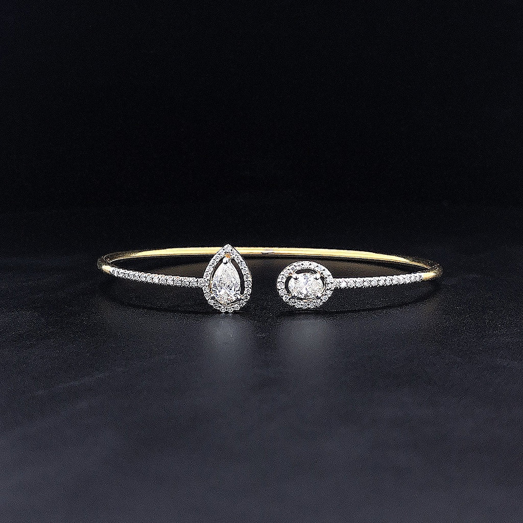 Mixed-Shape Halo Flexi Bangle -Gold-Plated (Vermeil) Lab-Grown Diamonds | VBN230363