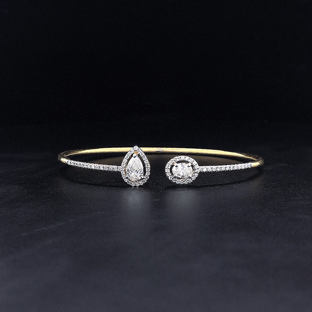 Mixed-Shape Halo Flexi Bangle -Gold-Plated (Vermeil) Lab-Grown Diamonds | VBN230363