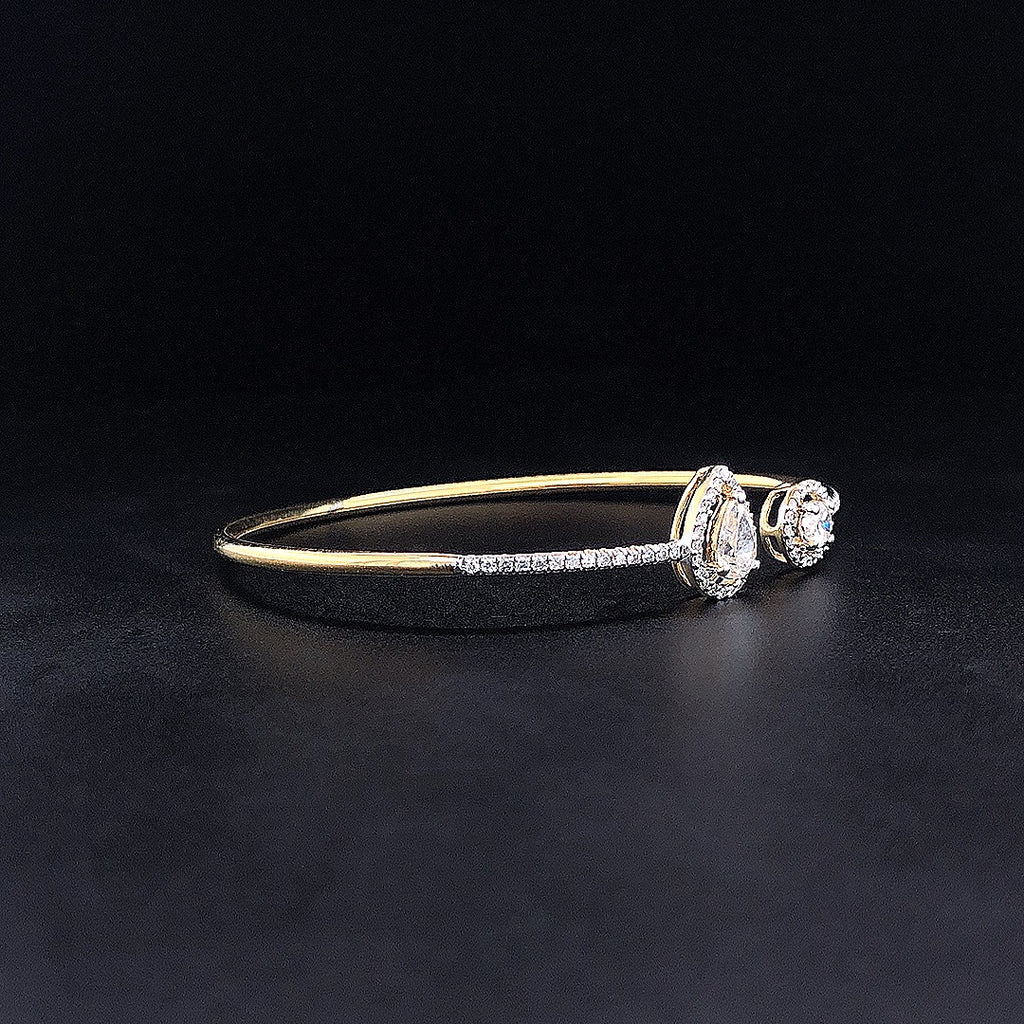 Mixed-Shape Halo Flexi Bangle -Gold-Plated (Vermeil) Lab-Grown Diamonds | VBN230363