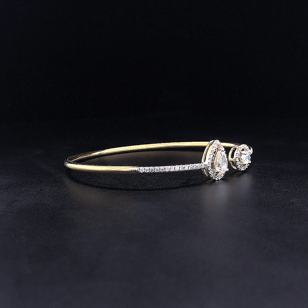 Mixed-Shape Halo Flexi Bangle -Gold-Plated (Vermeil) Lab-Grown Diamonds | VBN230363