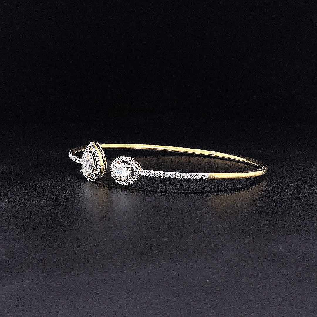 Mixed-Shape Halo Flexi Bangle -Gold-Plated (Vermeil) Lab-Grown Diamonds | VBN230363