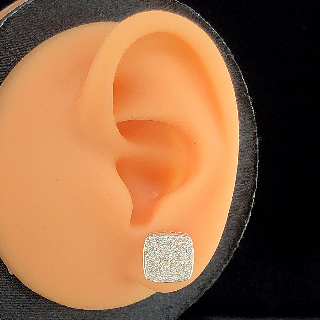 Cushion-Shaped Pavé Stud Earrings - Gold-Plated (Vermeil) Lab-Grown Diamonds | VE232304