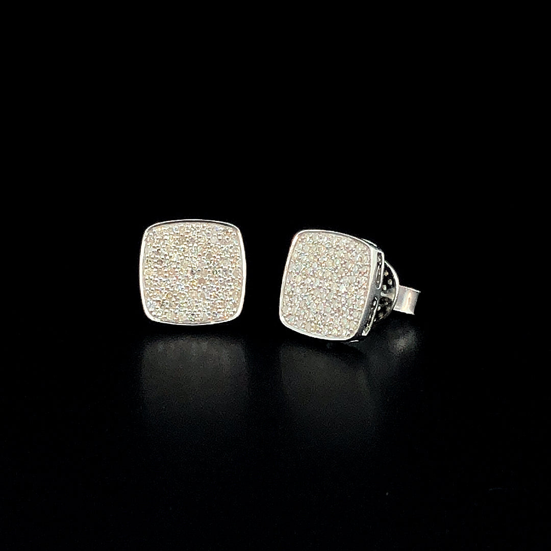 Cushion-Shaped Pavé Stud Earrings - Gold-Plated (Vermeil) Lab-Grown Diamonds | VE232304