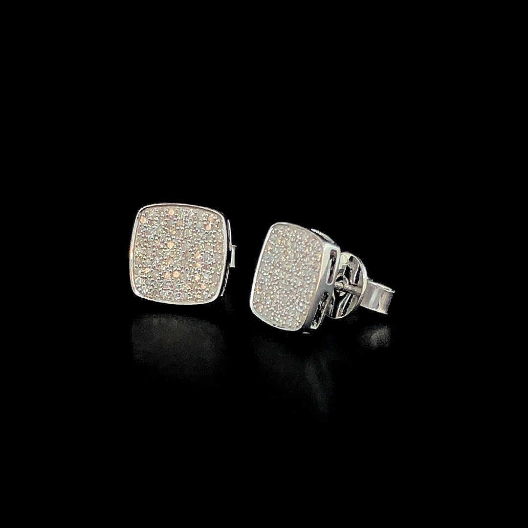 Cushion-Shaped Pavé Stud Earrings - Gold-Plated (Vermeil) Lab-Grown Diamonds | VE232304