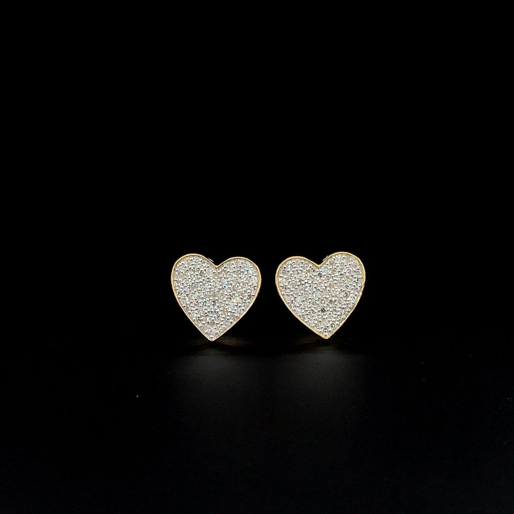 Heart-Shaped Pavé Stud Earrings - Gold-Plated (Vermeil) Lab-Grown Diamonds | VE232305