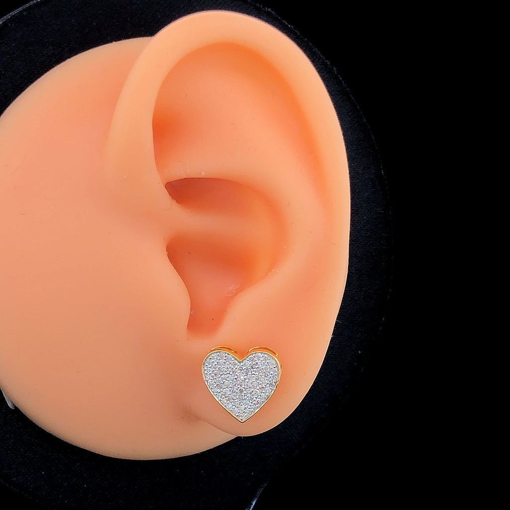 Heart-Shaped Pavé Stud Earrings - Gold-Plated (Vermeil) Lab-Grown Diamonds | VE232305