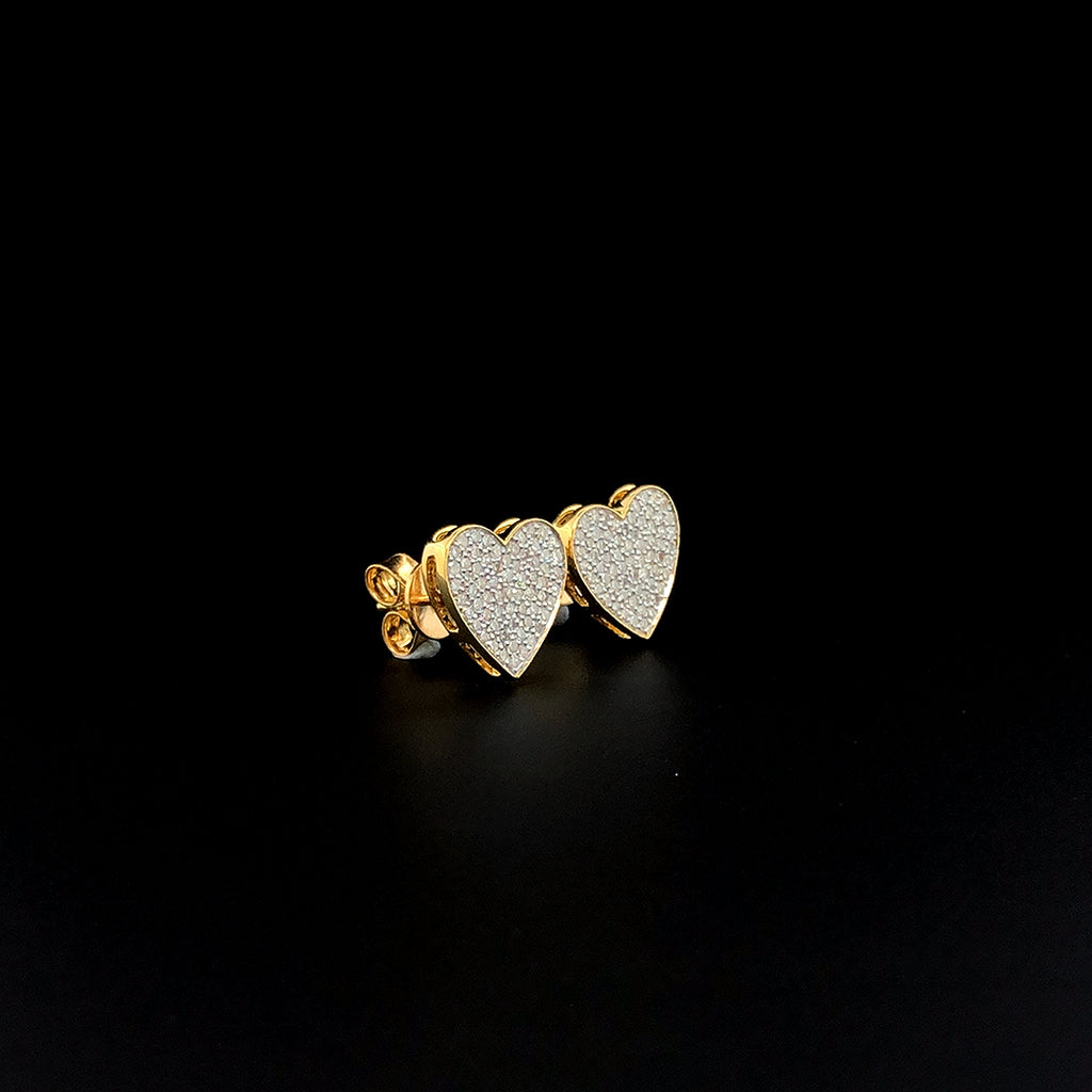 Heart-Shaped Pavé Stud Earrings - Gold-Plated (Vermeil) Lab-Grown Diamonds | VE232305