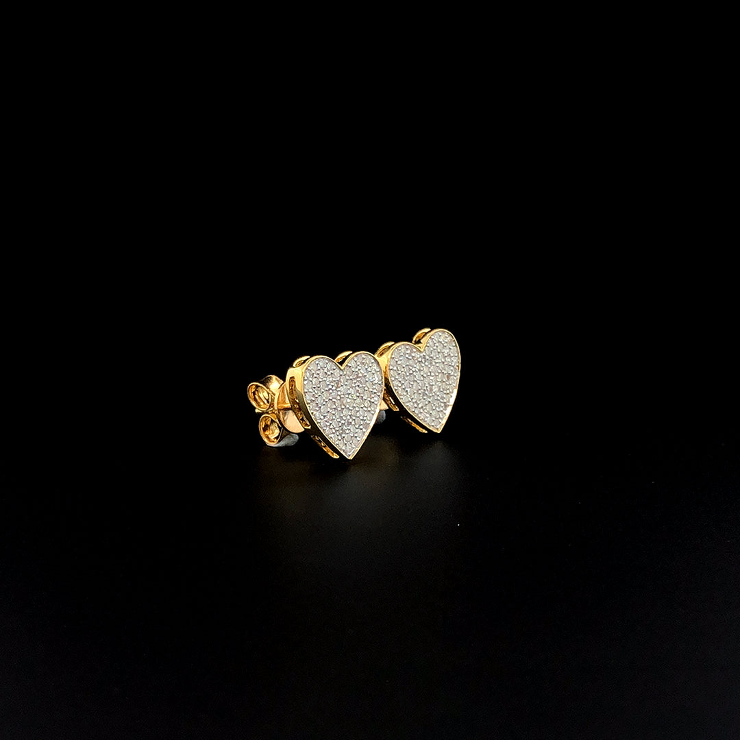 Heart-Shaped Pavé Stud Earrings - Gold-Plated (Vermeil) Lab-Grown Diamonds | VE232305