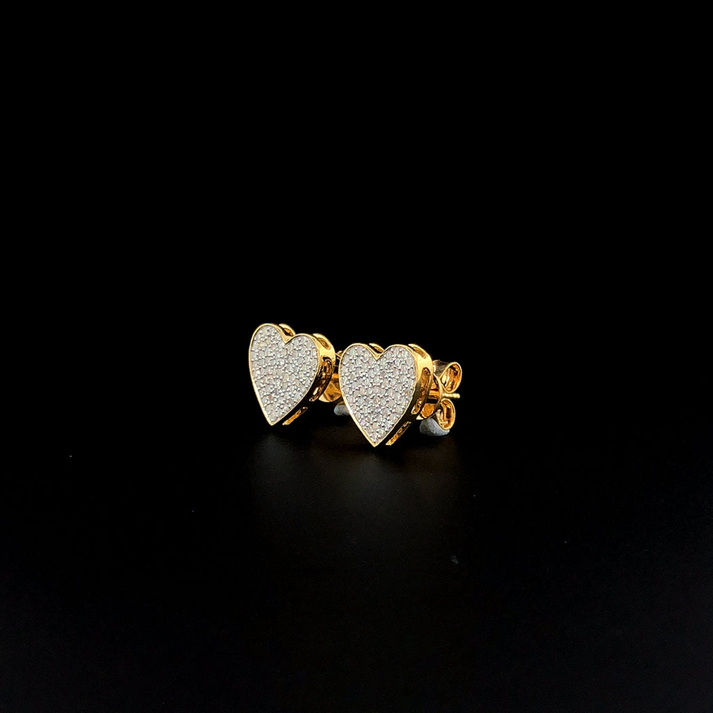Heart-Shaped Pavé Stud Earrings - Gold-Plated (Vermeil) Lab-Grown Diamonds | VE232305