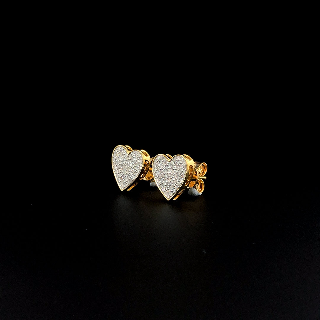Heart-Shaped Pavé Stud Earrings - Gold-Plated (Vermeil) Lab-Grown Diamonds | VE232305