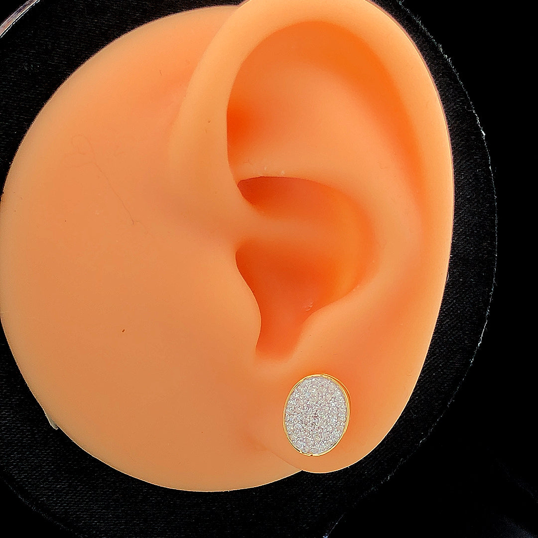 Oval Pavé Stud Earrings - Gold-Plated (Vermeil) Lab-Grown Diamonds | VE232307