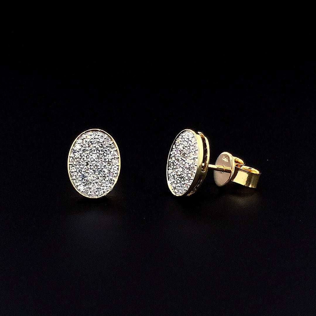 Oval Pavé Stud Earrings - Gold-Plated (Vermeil) Lab-Grown Diamonds | VE232307