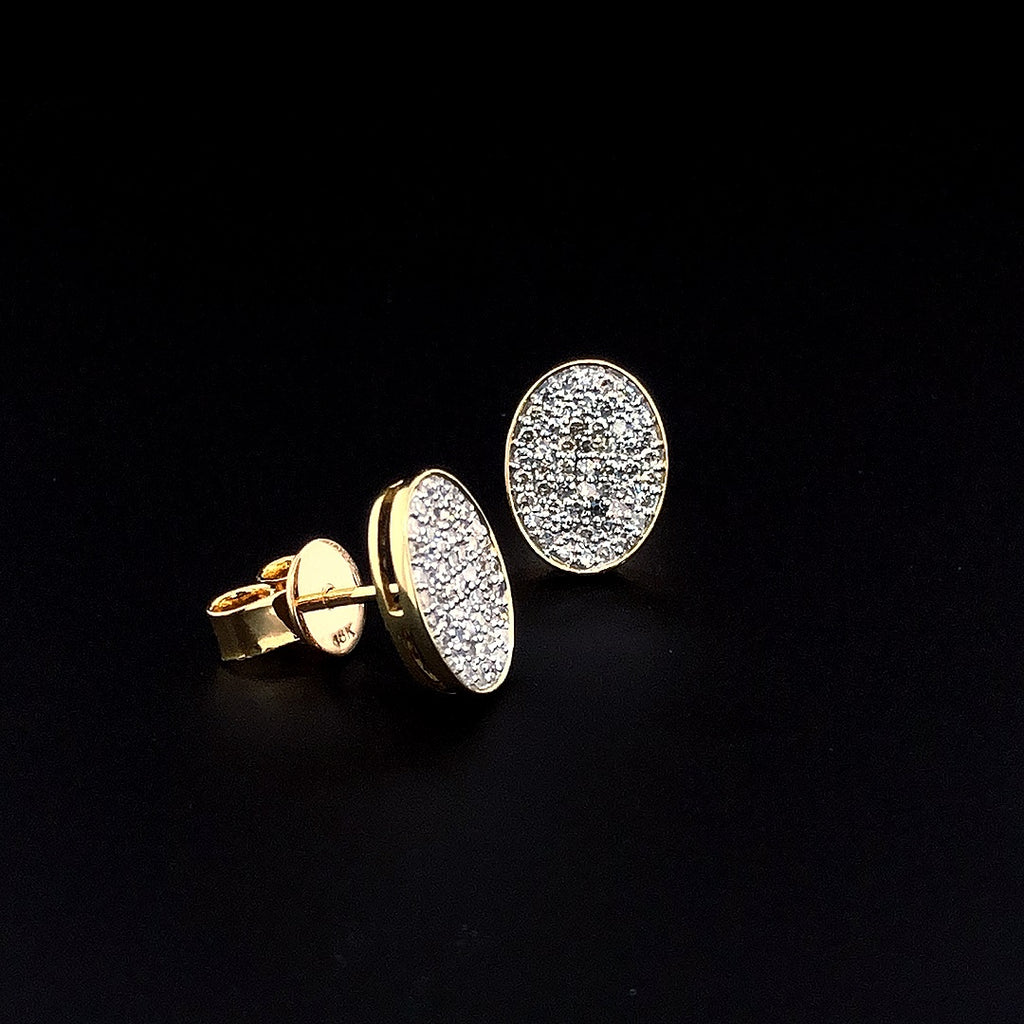 Oval Pavé Stud Earrings - Gold-Plated (Vermeil) Lab-Grown Diamonds | VE232307