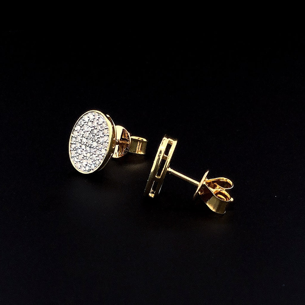 Oval Pavé Stud Earrings - Gold-Plated (Vermeil) Lab-Grown Diamonds | VE232307