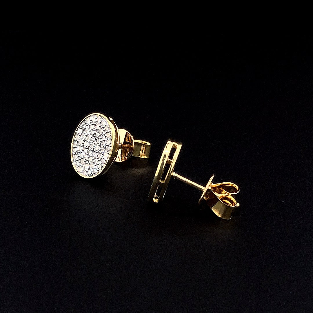 Oval Pavé Stud Earrings - Gold-Plated (Vermeil) Lab-Grown Diamonds | VE232307