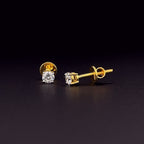 Round Solitaire Stud Earrings with Screw Backs - Gold-Plated (Vermeil) Lab-Grown Diamonds | VE232768
