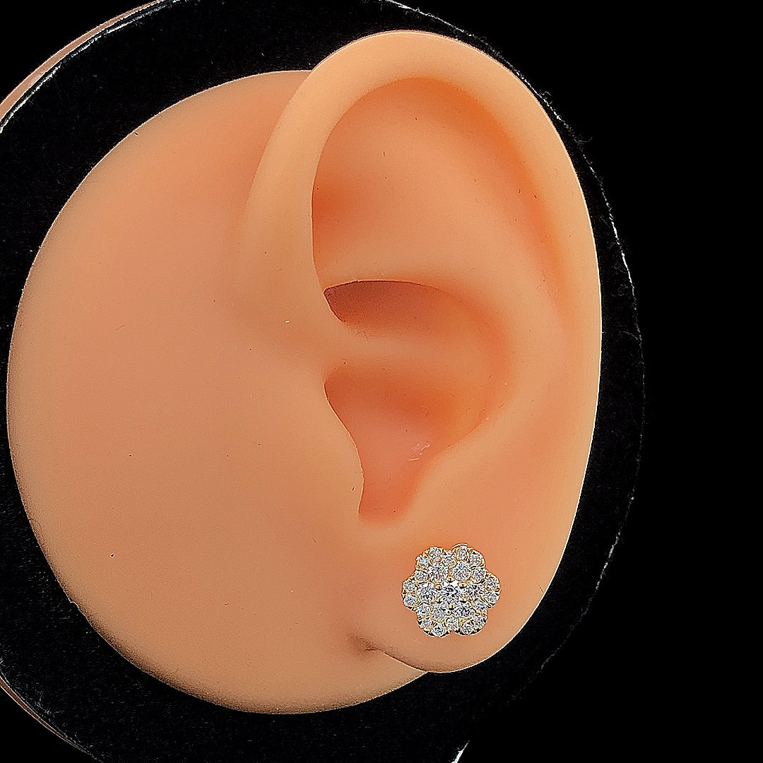 Flower Cluster Stud Earrings - Gold-Plated (Vermeil) Lab-Grown Diamonds | VE240509