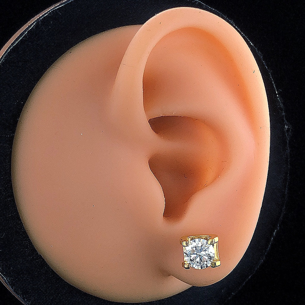 Round Solitaire Stud Earrings - Gold-Plated (Vermeil) Lab-Grown Diamonds | VE250028