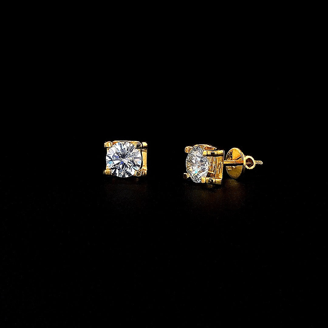 Round Solitaire Stud Earrings - Gold-Plated (Vermeil) Lab-Grown Diamonds | VE250028