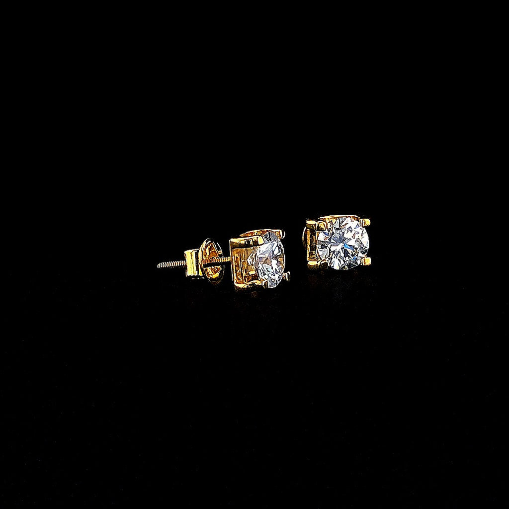 Round Solitaire Stud Earrings - Gold-Plated (Vermeil) Lab-Grown Diamonds | VE250028