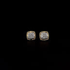 Cushion-Shaped Pavé Stud Earrings with Beaded Border - Gold-Plated (Vermeil) Lab-Grown Diamonds | VE250093