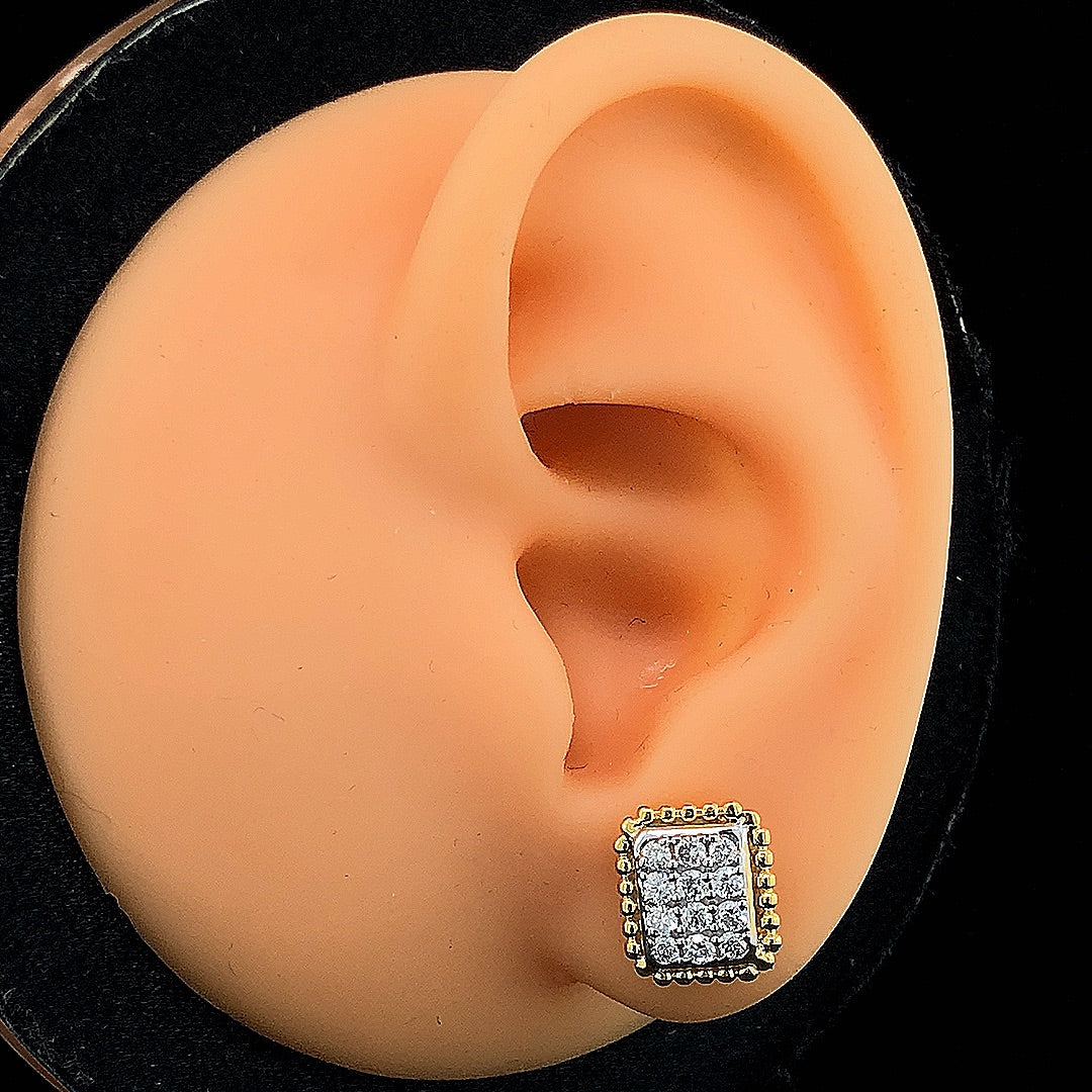 Rectangular Cluster Stud Earrings - Gold-Plated (Vermeil) Lab-Grown Diamonds | VE250097