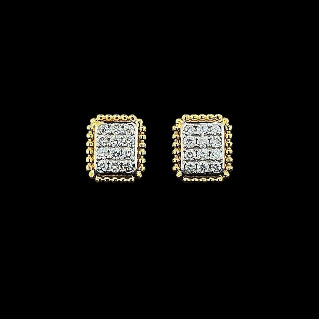 Rectangular Cluster Stud Earrings - Gold-Plated (Vermeil) Lab-Grown Diamonds | VE250097