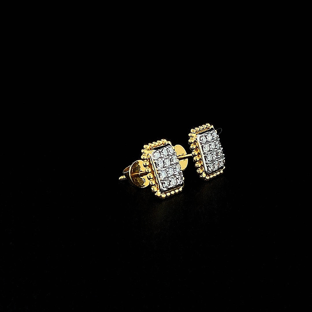 Rectangular Cluster Stud Earrings - Gold-Plated (Vermeil) Lab-Grown Diamonds | VE250097