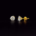 Round Solitaire Stud Earrings with Screw Backs - Gold-Plated (Vermeil) Lab-Grown Diamonds | VE250139