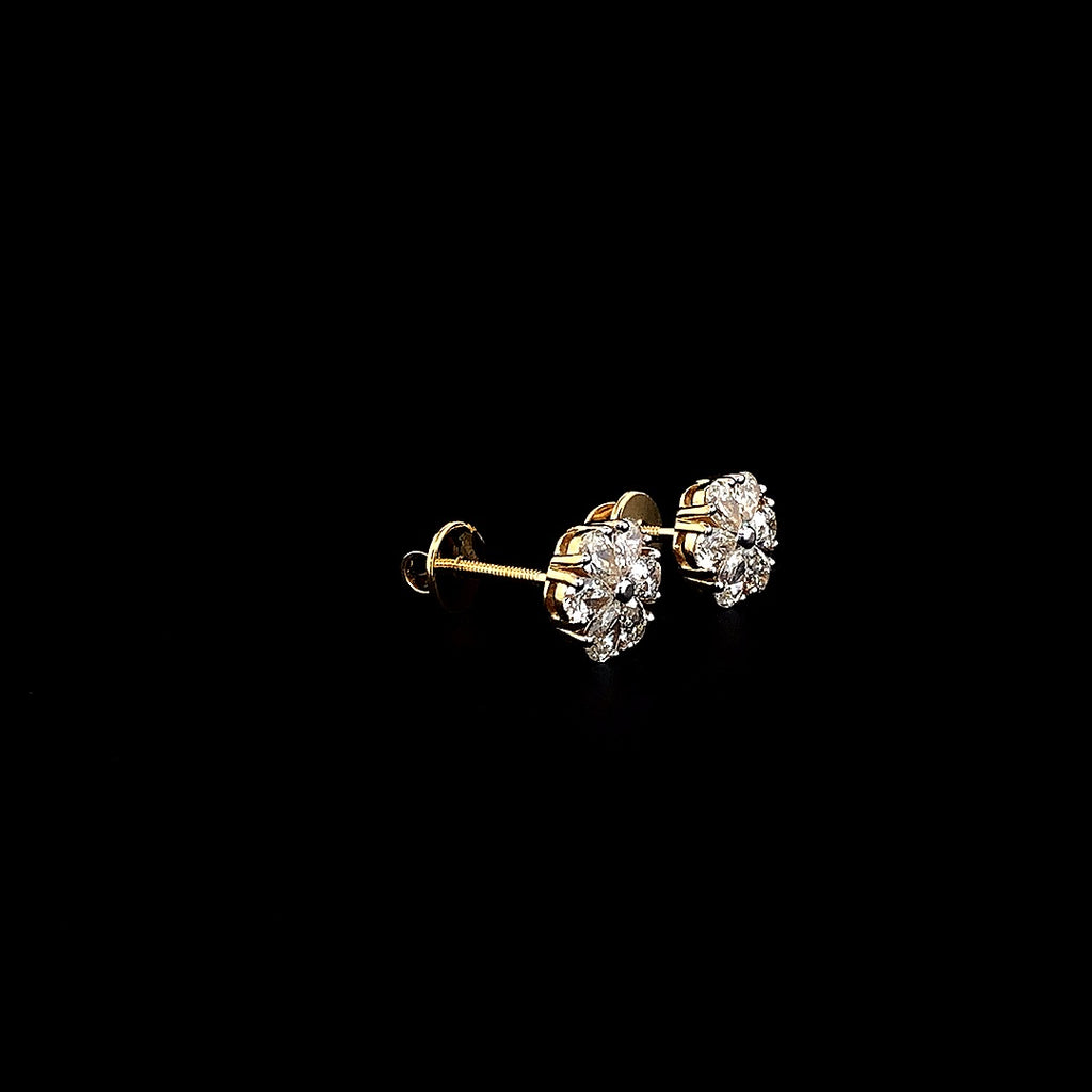 Flower Cluster Stud Earrings - Gold-Plated (Vermeil) Lab-Grown Diamonds | VE250179
