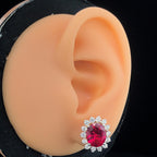 Ruby Halo Stud Earrings - Gold-Plated (Vermeil) Lab-Grown Diamonds | VE250211
