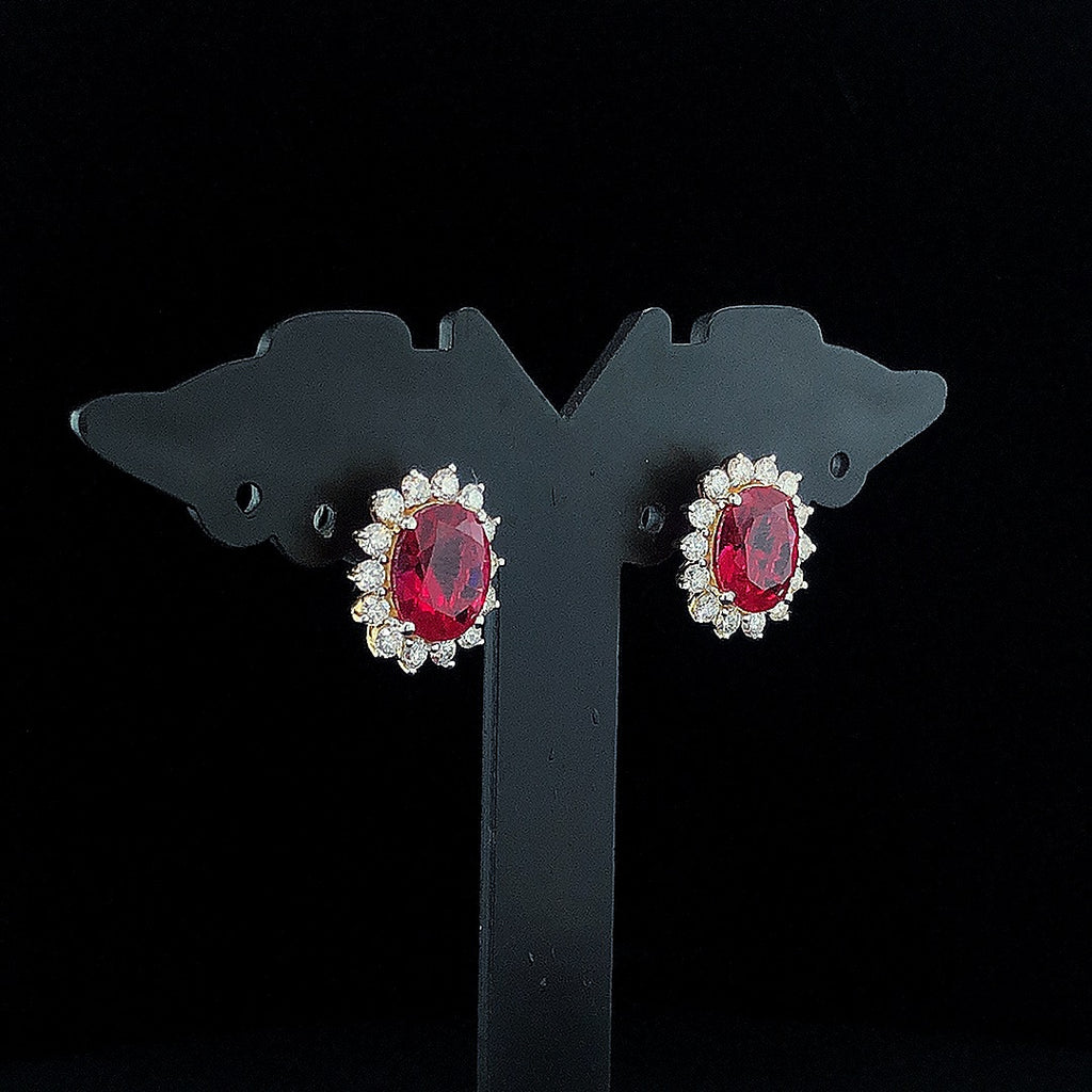 Ruby Halo Stud Earrings - Gold-Plated (Vermeil) Lab-Grown Diamonds | VE250211