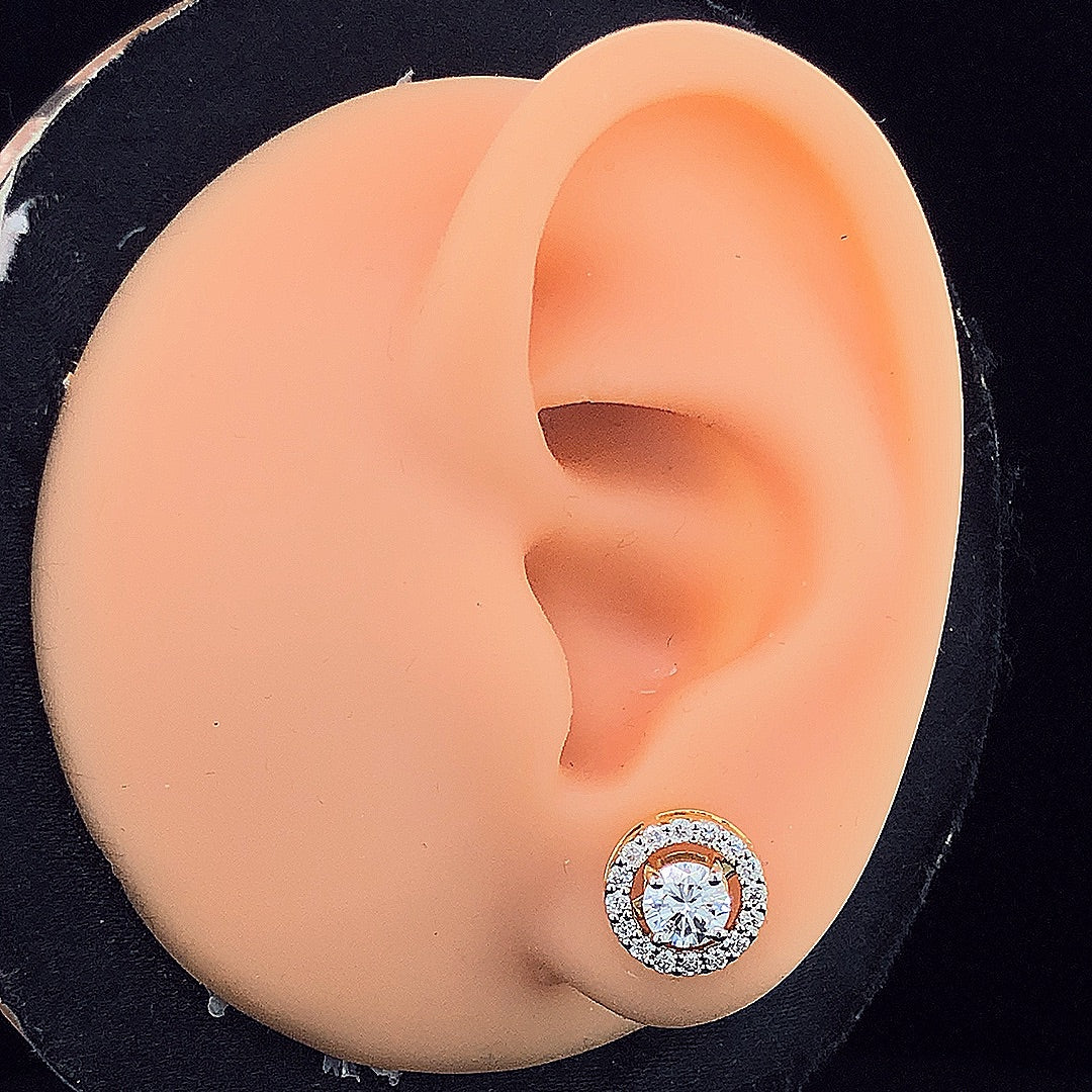 Round Halo Stud Earrings - Gold-Plated (Vermeil) Lab-Grown Diamonds | VE250233
