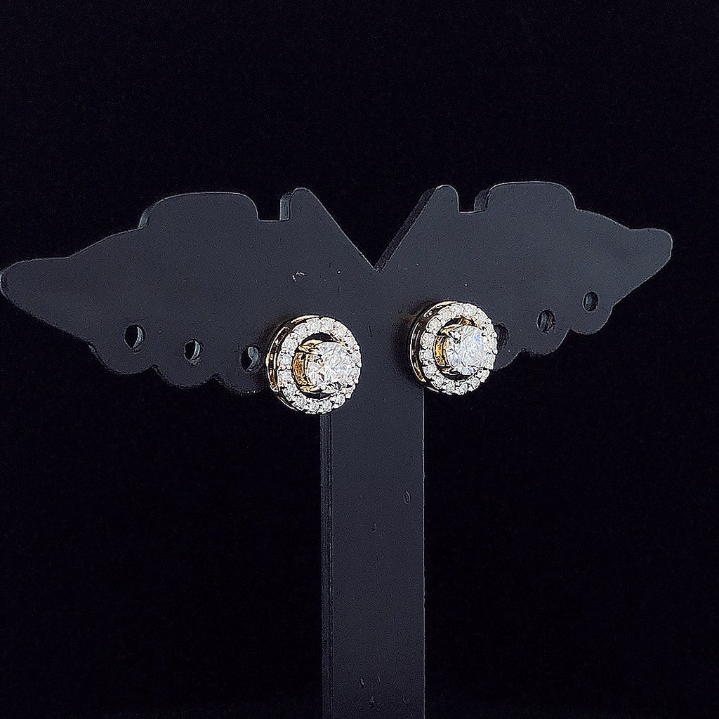 Round Halo Stud Earrings - Gold-Plated (Vermeil) Lab-Grown Diamonds | VE250233