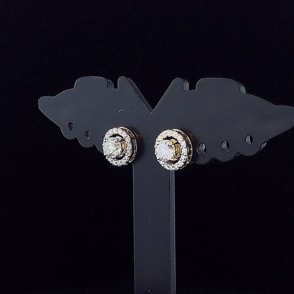 Round Halo Stud Earrings - Gold-Plated (Vermeil) Lab-Grown Diamonds | VE250233